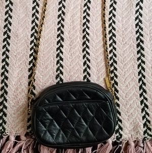Ann Taylor Leather Mini Quilt Chain Strap Purse